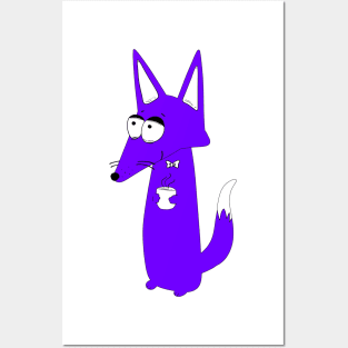 Purple cartoon wolf Posters and Art